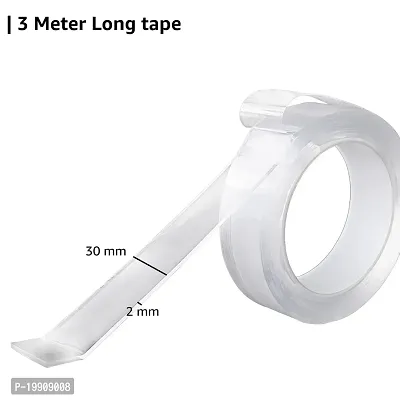 Double Sided Tape,3 Meter Self Adhesive Tape,Multipurpose Removable Traceless Mounting Adhesive Tape for Walls,Washable Reusable Strong Sticky Strips Grip Tape-thumb5