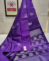 Burgundy Elegance: Banarasi Silk Saree with Gold-Silver Zari Floral Butta and Silver Paisley Pallu (PURPLE)-thumb4