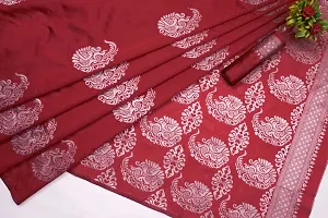 Burgundy Elegance: Banarasi Silk Saree with Gold-Silver Zari Floral Butta and Silver Paisley Pallu (MAROON)-thumb2