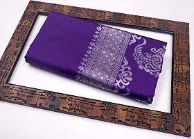 Burgundy Elegance: Banarasi Silk Saree with Gold-Silver Zari Floral Butta and Silver Paisley Pallu (PURPLE)-thumb1