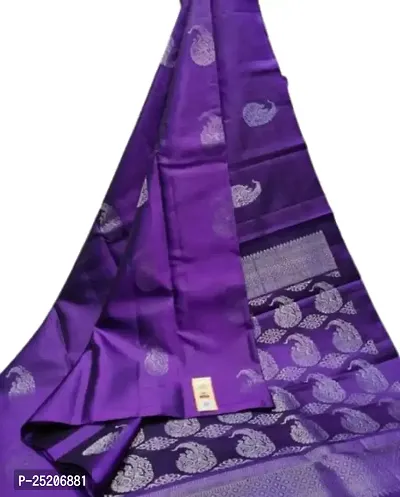 Burgundy Elegance: Banarasi Silk Saree with Gold-Silver Zari Floral Butta and Silver Paisley Pallu (PURPLE)