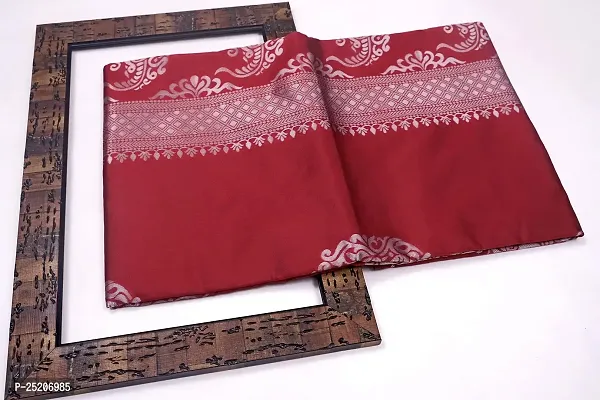 Burgundy Elegance: Banarasi Silk Saree with Gold-Silver Zari Floral Butta and Silver Paisley Pallu (MAROON)-thumb4