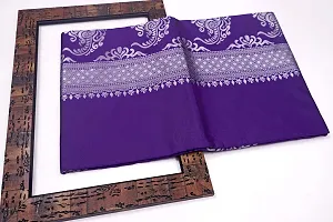 Burgundy Elegance: Banarasi Silk Saree with Gold-Silver Zari Floral Butta and Silver Paisley Pallu (PURPLE)-thumb3