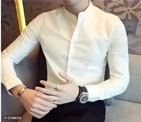 Trendy white Chinese Mandarin collar shirts-thumb0