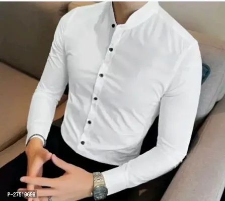 New Chinese Mandarin collar shirts white plan shirts-thumb0