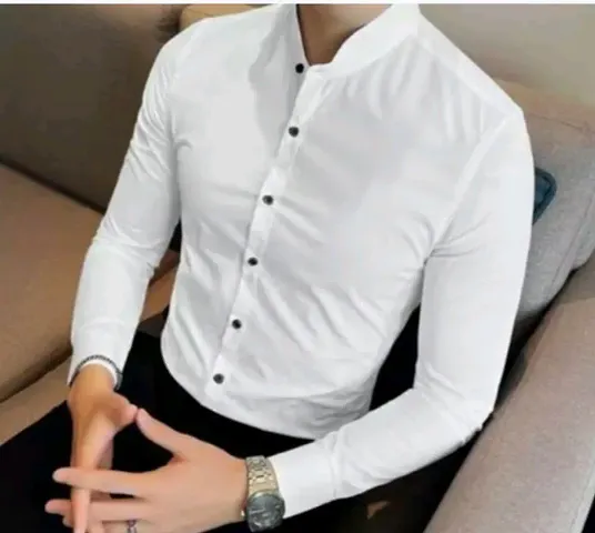 New Chinese Mandarin collar shirts white plan shirts