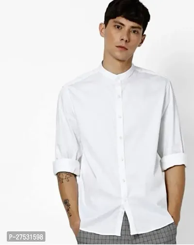 Men's Mandarin collar white shirts-thumb0