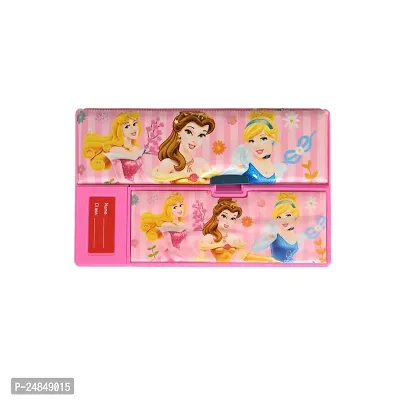 Disney Princess Jumbo Pencil Box | Eraser, Scale And Pencil Gift | Combination Lock For Open And Close | Pencil Holder Rotation Rack Art Plastic Pencil Box Set Of 1, Pink