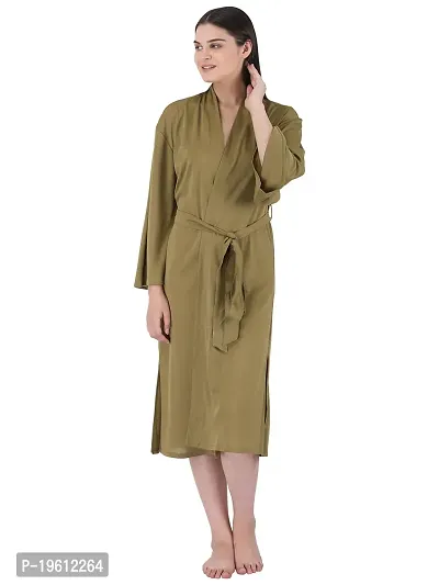 Stylish Khaki Soft Cotton Hosiery Solid Dresses For Women