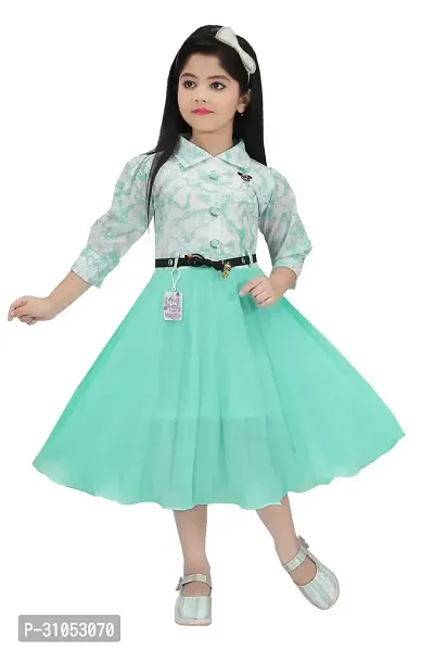 Stylish Turquoise Georgette Dresses For Girls-thumb0