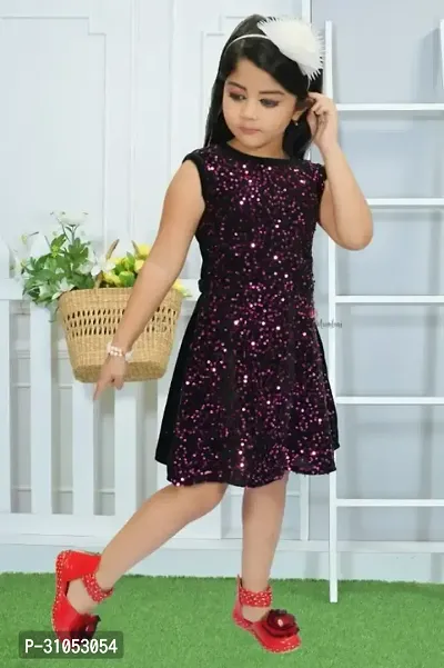 Stylish Purple Cotton Blend Dresses For Girls-thumb0