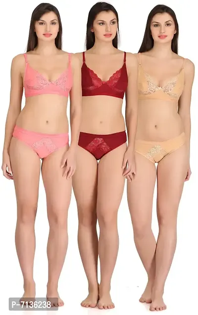 Embibo Women's Lingerie Set Fone-Maroon-Pink