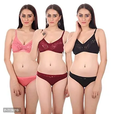 Embibo Multicolor Hosiery Bra  Panty Set for Women Size 30
