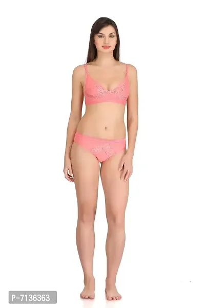 Buy Embibo Pink Red Bra & Panty Set Size -38 at