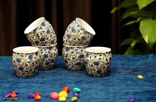 Freakway Hand-Painted Ceramic Floral kulhad Set of 6 Cups |kullad Tea Set | kulhad chai Cups | Hand Painted kulhad Coffee Mug, -Multicolor