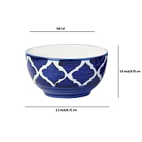 Freakway Ceramic Blue Umrao Small Serving Bowl (150 ml, Set of 4, | Salad Bowl |Vegetable Serving Bowl Dessert /Chutney Bowl (3 inch)( Microwave & Dishwasher Safe)-thumb2