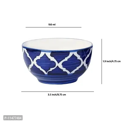 Freakway Ceramic Blue Umrao Small Serving Bowl (150 ml, Set of 4, | Salad Bowl |Vegetable Serving Bowl Dessert /Chutney Bowl (3 inch)( Microwave & Dishwasher Safe)-thumb3