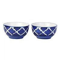 Freakway Ceramic Blue Umrao Small Serving Bowl (150 ml, Set of 4, | Salad Bowl |Vegetable Serving Bowl Dessert /Chutney Bowl (3 inch)( Microwave & Dishwasher Safe)-thumb1