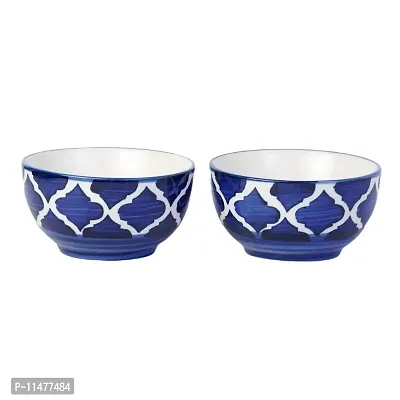 Freakway Ceramic Blue Umrao Small Serving Bowl (150 ml, Set of 4, | Salad Bowl |Vegetable Serving Bowl Dessert /Chutney Bowl (3 inch)( Microwave & Dishwasher Safe)-thumb2