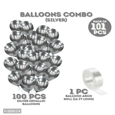 Silver Metallic Balloon Garland Arch Kit For Party Decorationnbsp;nbsp;(Pack of 101)-thumb3
