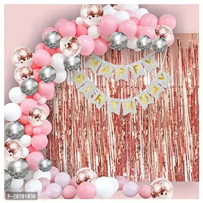 Birthday Decoration Items For Babies Girls Women, Balloon Arch Garland DIY Combo Kit (103 Pieces) Rose Gold