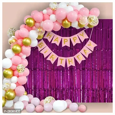 Birthday Decoration Items For Babies Girls Women, Balloon Arch Garland DIY Combo Kit (103 Pieces) Pink-Megenta