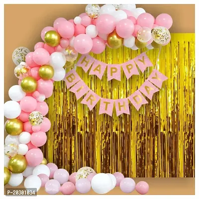 Birthday Decoration Items For Babies Girls Women, Balloon Arch Garland DIY Combo Kit (103 Pieces) Pink-Gold