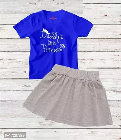 Fabulous Navy Blue Cotton Printed Top With Bottom For Girls