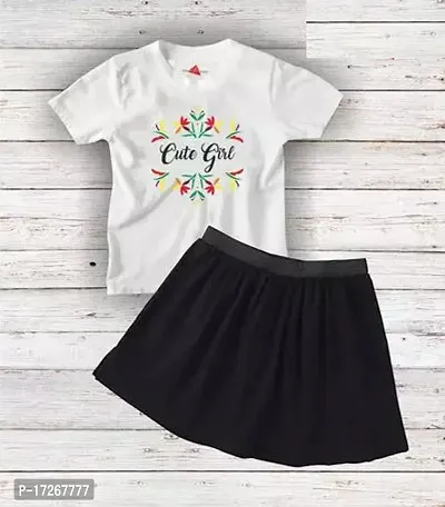 Fabulous White Cotton Solid Top With Bottom For Girls-thumb0