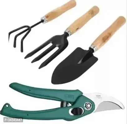 4-Piece Garden Tool Set: Large Trowel, Hand Fork, Hand Rake  Pruner | gardening Tool | Hardware | Tools | Agriculture Tools | Affordable Price