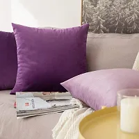 ink craft Velvet Soft Solid Decorative Square Throw Pillow Covers Set Cushion Cases Pillowcases for Home Decor Sofa Bedroom Car - (Purple, 24 X 24) Pack of 2-thumb2