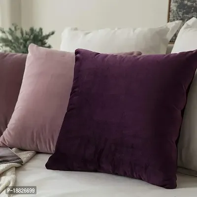 ink craft Velvet Soft Solid Decorative Square Throw Pillow Covers Set Cushion Cases Pillowcases for Home Decor Sofa Bedroom Car - (Purple, 24 X 24) Pack of 2-thumb4