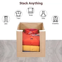 Inkcraft Shirt Stacker Non Woven Stackable and Foldable Clothing Wardrobe Storage Organizer(Beige) (Pack of 2)-thumb1