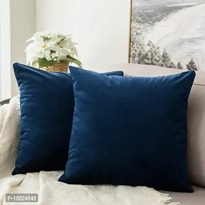 ink craft Velvet 200 TC Pillow Cover, 24 x 24 Inch, Blue, 2 Pieces