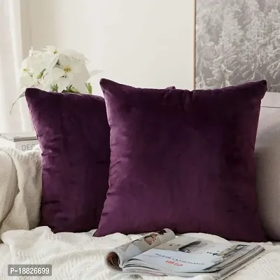 ink craft Velvet Soft Solid Decorative Square Throw Pillow Covers Set Cushion Cases Pillowcases for Home Decor Sofa Bedroom Car - (Purple, 24 X 24) Pack of 2-thumb0