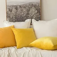 ink craft Velvet 200 TC Pillow Cover, 24 x 24 Inch, Lemon Yellow, 2 Pieces-thumb2