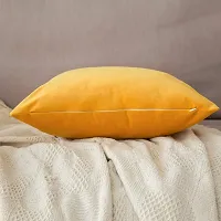 ink craft Velvet 200 TC Pillow Cover, 24 x 24 Inch, Lemon Yellow, 2 Pieces-thumb3