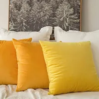 ink craft Velvet 200 TC Pillow Cover, 24 x 24 Inch, Lemon Yellow, 2 Pieces-thumb1