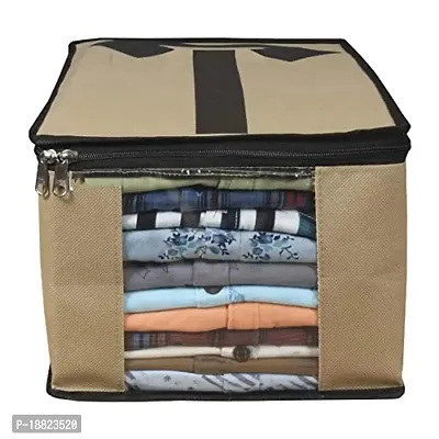 Ink Craft Non Woven Fabric Saree Cover/shirt/Jeans Clothes Organiser For Wardrobe Set with Transparent Window, zipper closure Extra Large cloth storage bag-thumb4