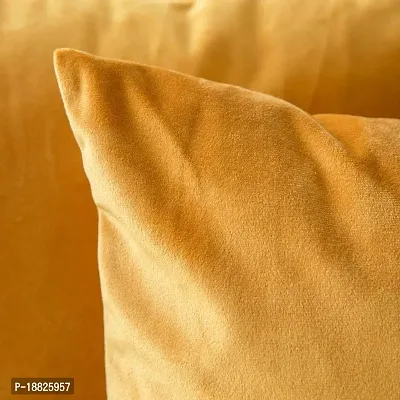 ink craft Velvet Soft Solid Decorative Square Throw Pillow Covers Set (Golden) - Pack of 2-thumb5