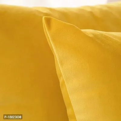 ink craft Velvet 200 TC Pillow Cover, 24 x 24 Inch, Lemon Yellow, 2 Pieces-thumb5