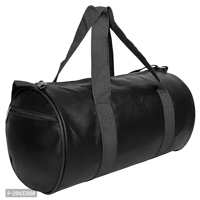 Black Faux Leather Duffle (35 cm)