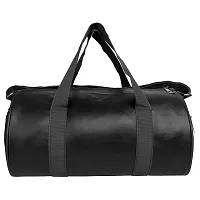 Black Faux Leather Duffle (35 cm)-thumb1