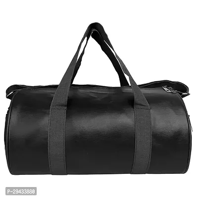 Black Faux Leather Duffle (35 cm)-thumb2