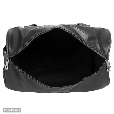 Black Faux Leather Duffle (35 cm)-thumb4