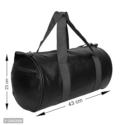 Black Faux Leather Duffle (35 cm)-thumb5