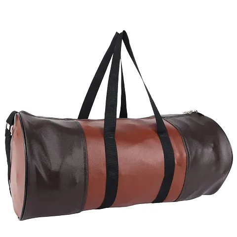 Gym Bag for Men and Women, Stylish Faux Leather, Black and Brown