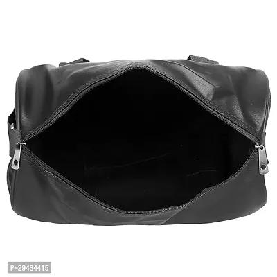 Black Faux Leather Duffle (35 cm)-thumb5