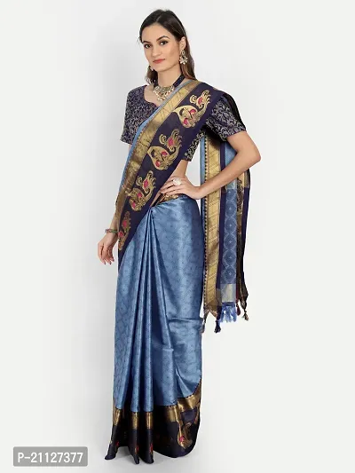 Fancy Cotton Blend Saree with Blouse Piece for Women-thumb3