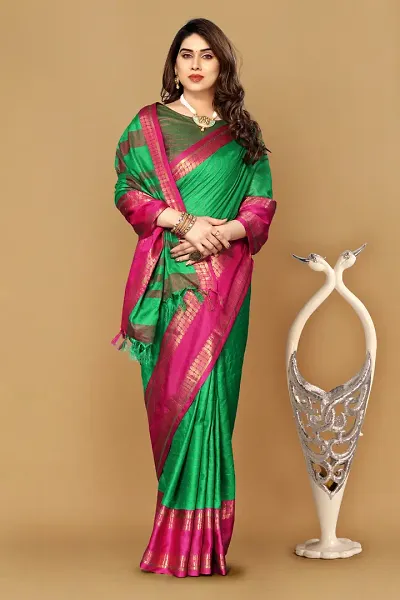 Trending Cotton Silk Saree with Blouse piece 